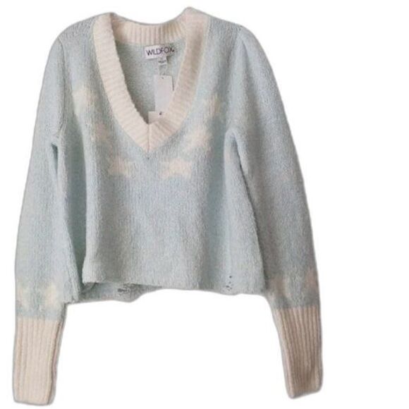 Wildfox Aces Cropped Star Print Long Sleeve Pullover M - Picture 3 of 9